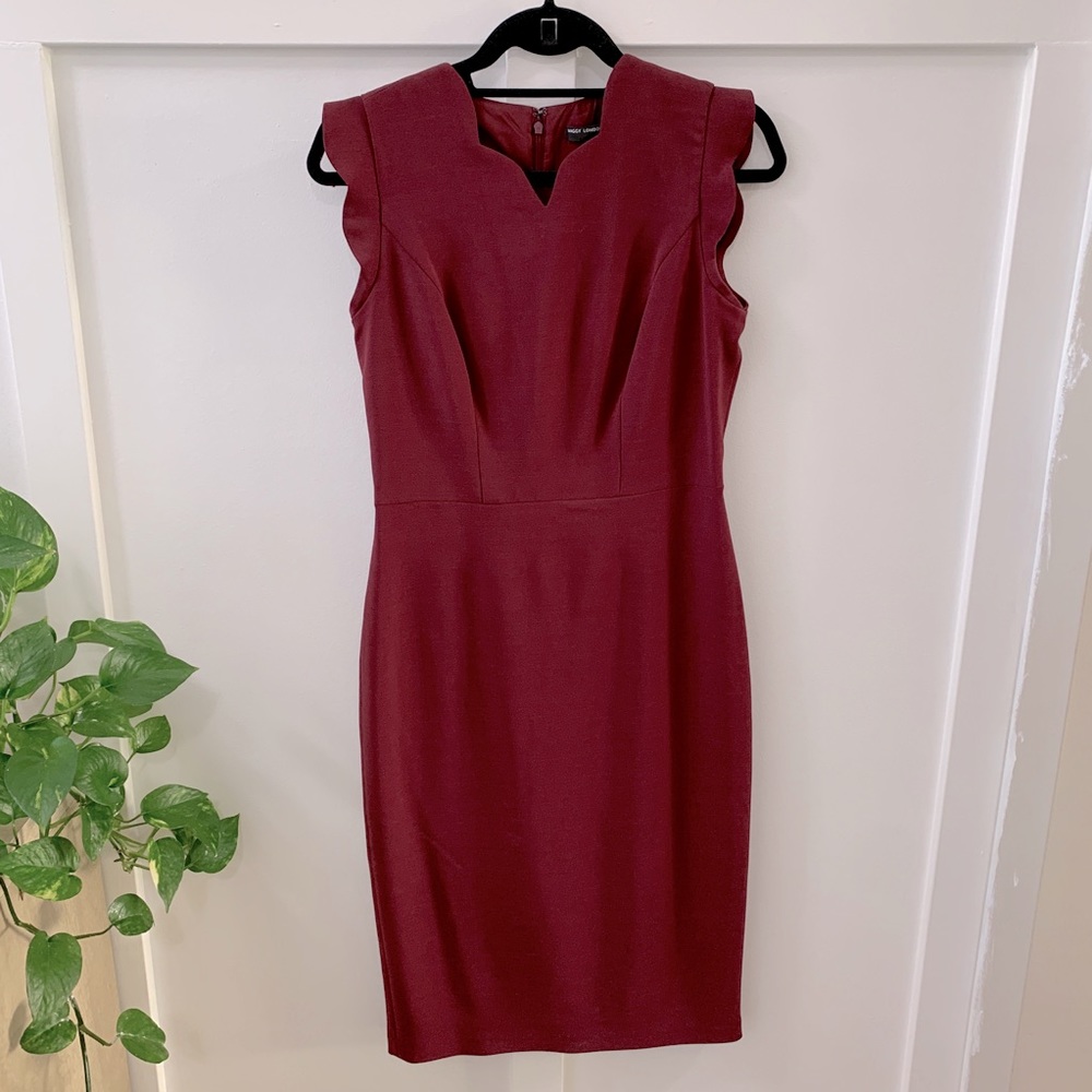 Maggy London Burgundy Midi Sheath Dress